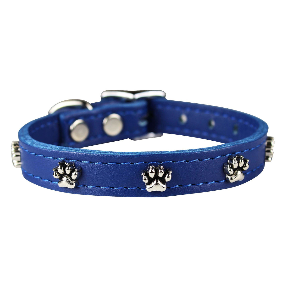 Blue Paw Leather Pet Collar